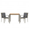 Set comedor de jardín 3 piezas con cojines ratán sintético gris 3