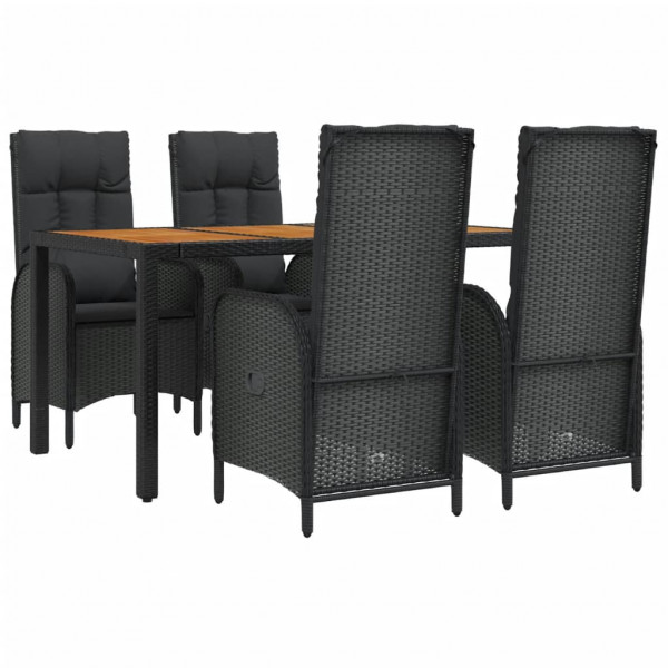 Set de muebles jardín 5 pzas con cojines ratán sintético negro M 3