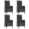 5 pcs conjunto de jantar p/ jardim c/ almofadões vime PE preto 4