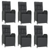 7 pcs conjunto de jantar p/ jardim c/ almofadões vime PE preto 4