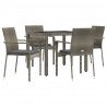 Set comedor de jardín 5 piezas con cojines ratán sintético gris 3