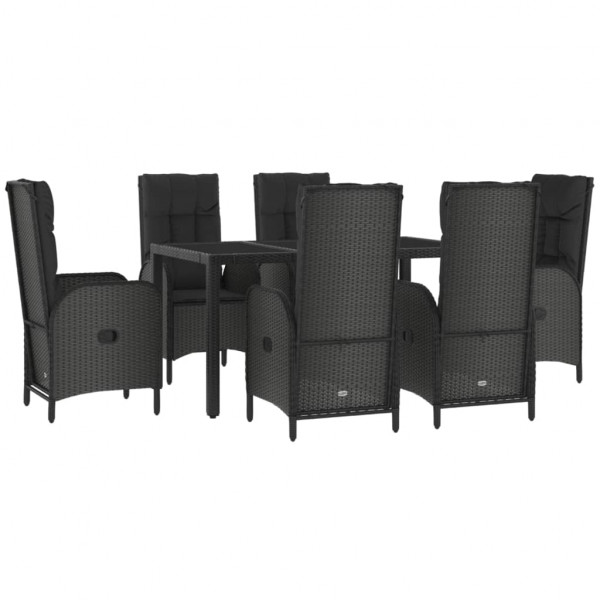 Set comedor jardín 7 pzas y cojines ratán sintético negro gris M 3
