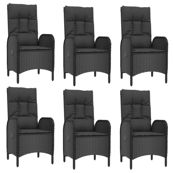 Set comedor jardín 7 pzas y cojines ratán sintético negro gris M 4