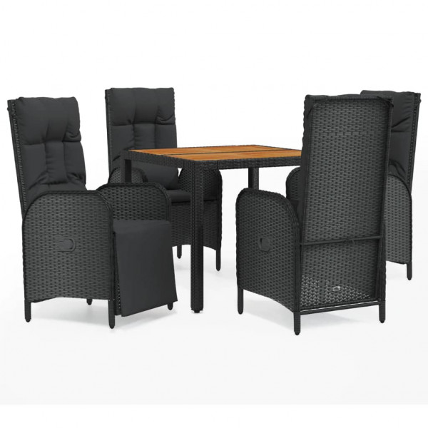 Set de muebles jardín 5 pzas con cojines ratán sintético negro M 2