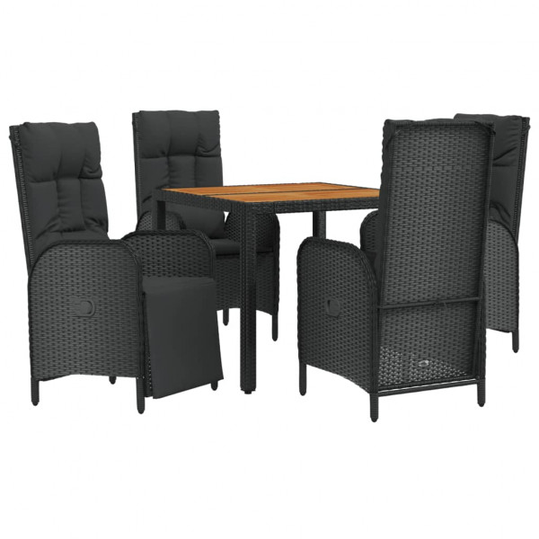 Set de muebles jardín 5 pzas con cojines ratán sintético negro M 3
