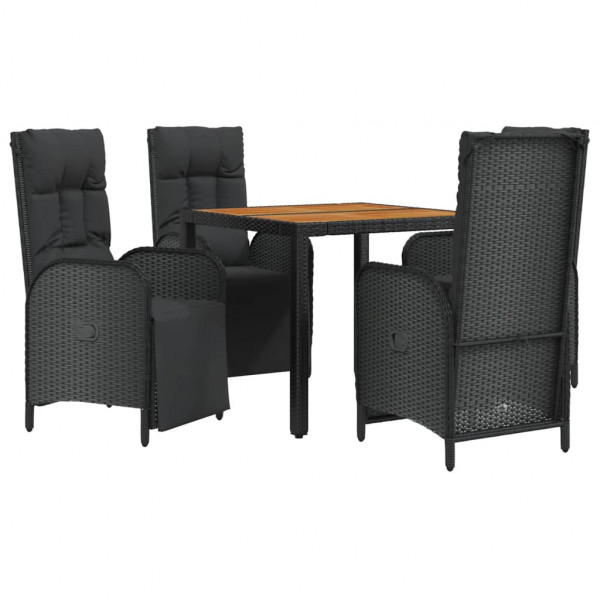 Set de muebles jardín 5 pzas con cojines ratán sintético negro M 3