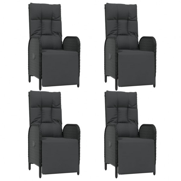 Set de muebles jardín 5 pzas con cojines ratán sintético negro M 4