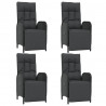 Set de muebles jardín 5 pzas con cojines ratán sintético negro 4