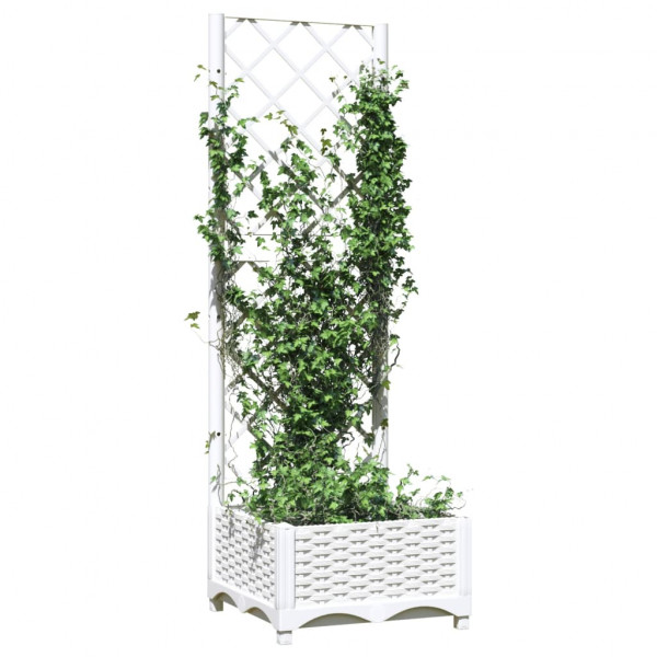 Jardinera con enrejado PP blanco 40x40x121.5 cm M 3