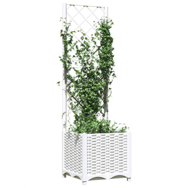 Jardinera con enrejado PP blanco 40x40x136 cm M 3