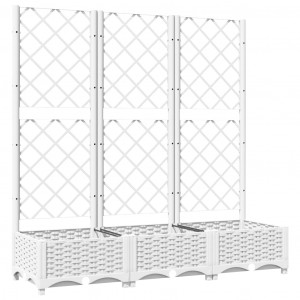 Jardinera con enrejado PP blanco 120x40x121.5 cm H