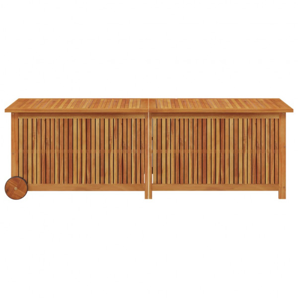 Caja de almacenaje jardín con ruedas madera acacia 150x50x58 cm M 4