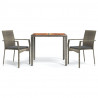 Set comedor de jardín 3 piezas con cojines ratán sintético gris 2