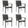 Set de muebles jardín 5 pzas con cojines ratán sintético negro 4