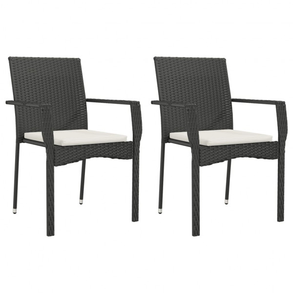 Set comedor de jardín 3 pzas con cojines ratán sintético negro M 4