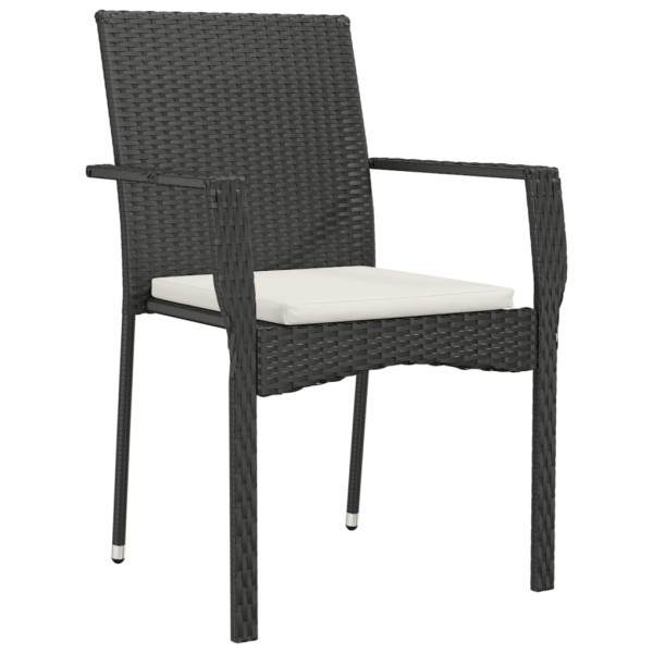 Set comedor de jardín 3 pzas con cojines ratán sintético negro M 5