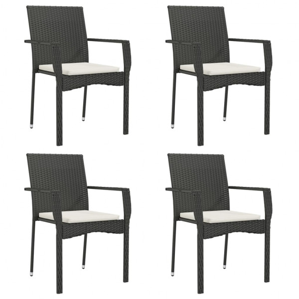 Set de muebles jardín 5 pzas con cojines ratán sintético negro M 4