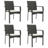 5 pcs conjunto de jantar p/ jardim c/ almofadões vime PE preto 4
