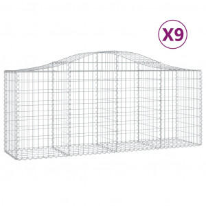 Cestos gabião arqueados 9 pcs 200x50x80/100cm ferro galvanizado H