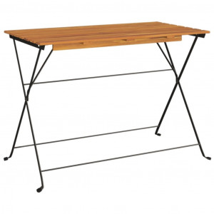 Mesa de bistrô dobrável 100x54x71 cm acácia maciça e aço H