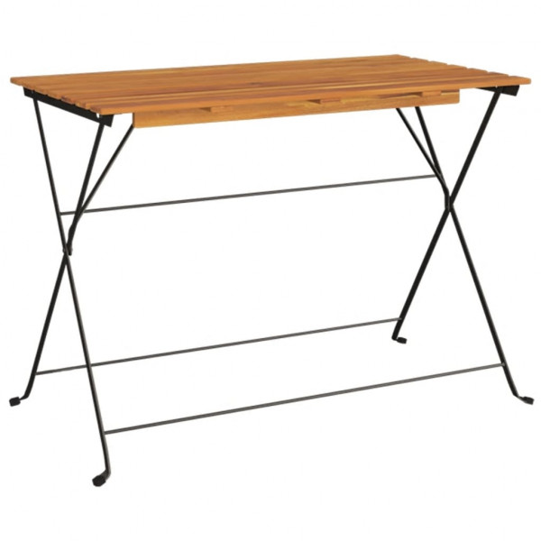 Mesa de bistrô dobrável 100x54x71 cm acácia maciça e aço M 2