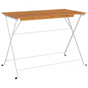 Mesa de bistrô dobrável 100x54x71 cm acácia maciça e aço H