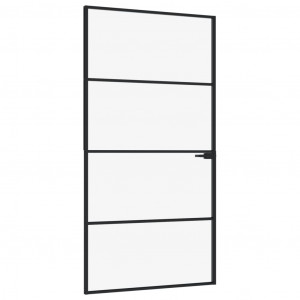 Puerta interior vidrio templado y aluminio negro 102x201.5 cm H