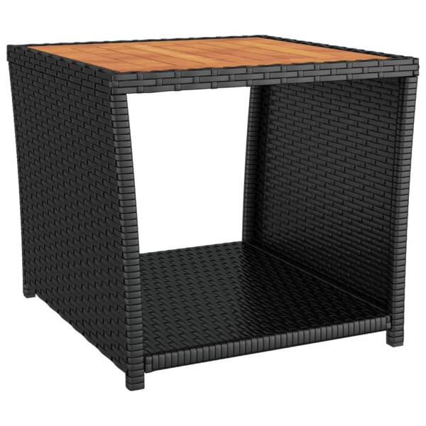 Mesa de centro ratán negro y superficie madera maciza acacia M 2
