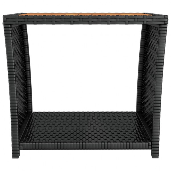 Mesa de centro ratán negro y superficie madera maciza acacia M 3