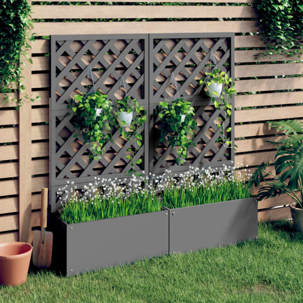 Jardineras con enrejado 2 unidades WPC gris 65x33x135 cm D