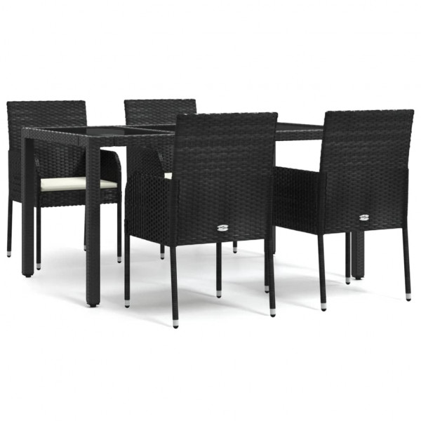 Set de muebles jardín 5 pzas con cojines ratán sintético negro M 2