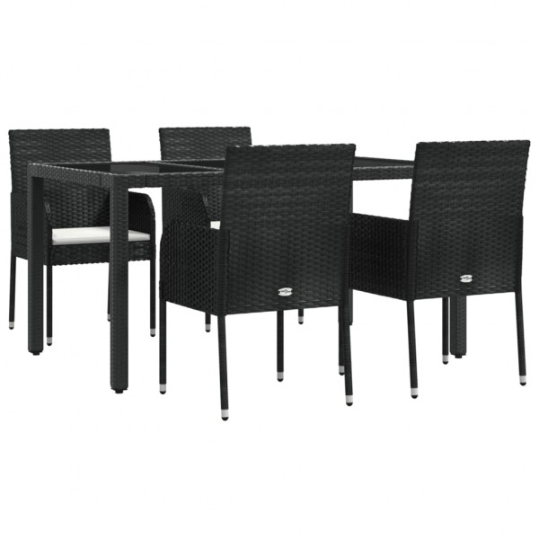 Set de muebles jardín 5 pzas con cojines ratán sintético negro M 3