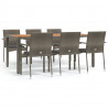 Set comedor jardín 7 pzas y cojines ratán sintético gris 2