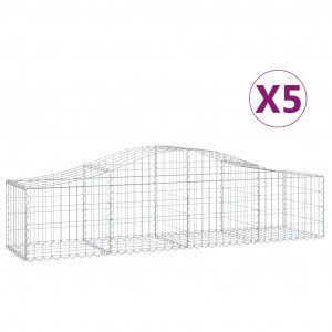 Cestos gabião arqueados 5 pcs 200x50x40/60 cm ferro galvanizado H