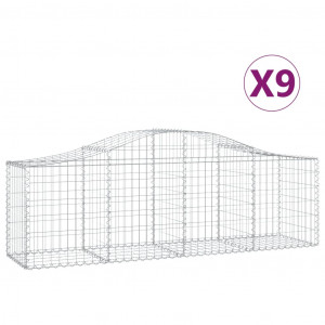 Cestos gabião arqueados 9 pcs 200x50x60/80 cm ferro galvanizado H