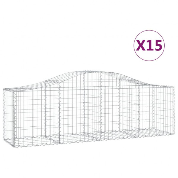 Cestos gabião arqueados 15pcs 200x50x60/80 cm ferro galvanizado M 2