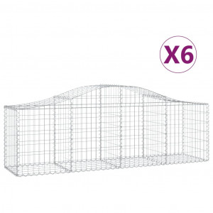 Cestos gabião arqueados 6 pcs 200x50x60/80 cm ferro galvanizado H
