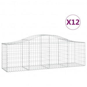 Cestos gabião arqueados 12pcs 200x50x60/80 cm ferro galvanizado H