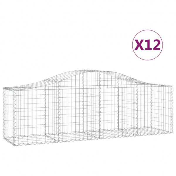 Cestos gabião arqueados 12pcs 200x50x60/80 cm ferro galvanizado M 2