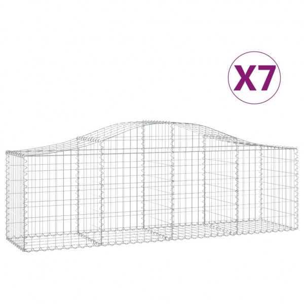 Cestos gabião arqueados 7 pcs 200x50x60/80 cm ferro galvanizado M 2