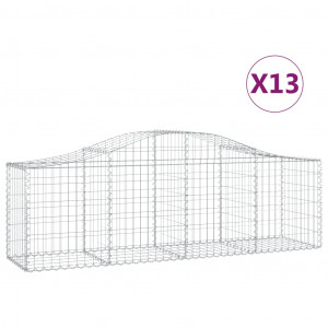 Cestos gabião arqueados 13pcs 200x50x60/80 cm ferro galvanizado H