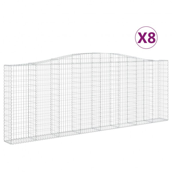 Cestos gabião arqueados 8pcs 400x30x140/160cm ferro galvanizado M 2