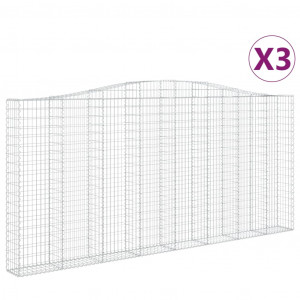 Cestos gabião arqueados 3pcs 400x30x180/200cm ferro galvanizado H