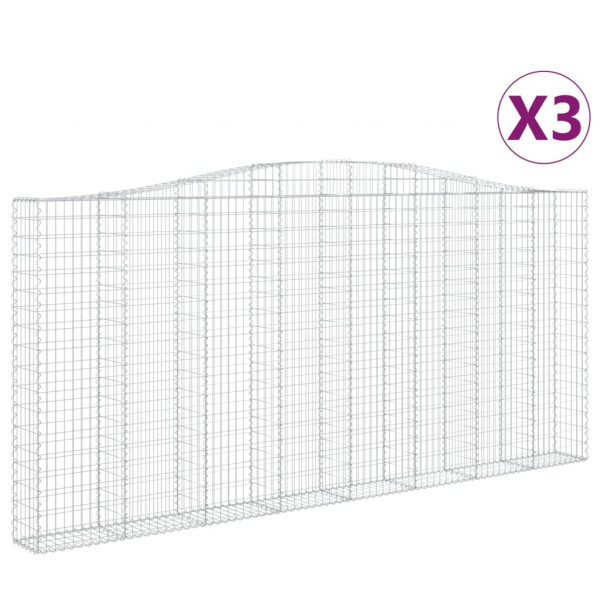 Cestos gabião arqueados 3pcs 400x30x180/200cm ferro galvanizado M 2