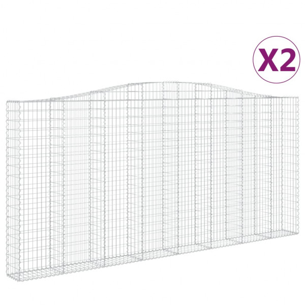Cestos gabião arqueados 2pcs 400x30x180/200cm ferro galvanizado M 2