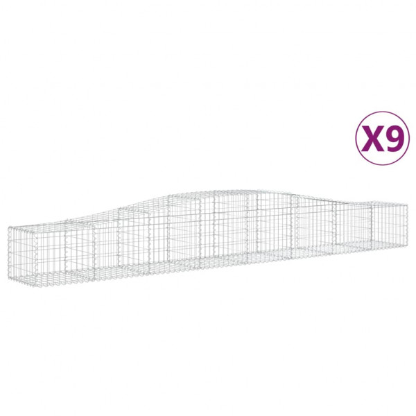 Cestos gabião arqueados 9 pcs 400x50x40/60 cm ferro galvanizado M 2