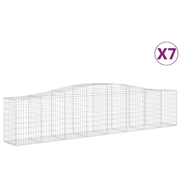 Cestos gabião arqueados 7 pcs 400x50x80/100cm ferro galvanizado M 2