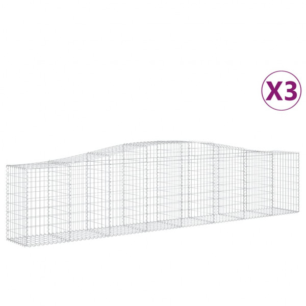 Cestos gabião arqueados 3 pcs 400x50x80/100cm ferro galvanizado M 2