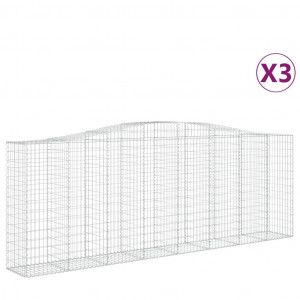 Cestos gabião arqueados 3pcs 400x50x140/160cm ferro galvanizado H