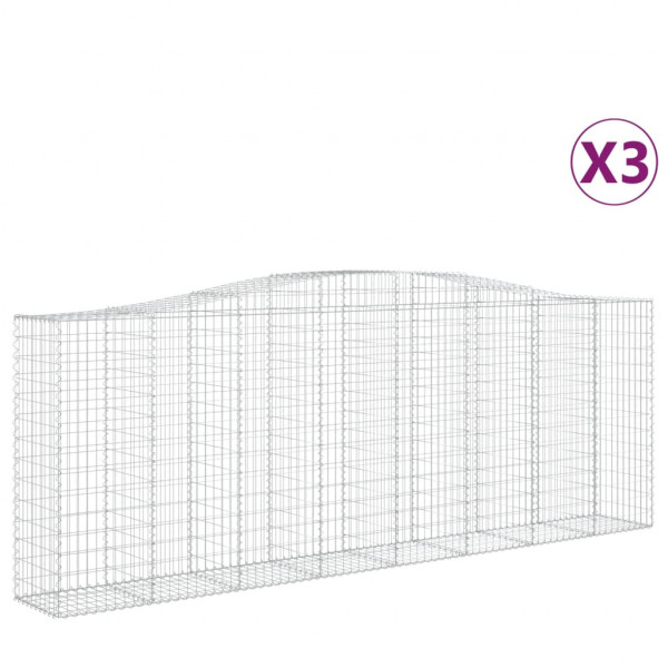 Cestos gabião arqueados 3pcs 400x50x140/160cm ferro galvanizado M 2